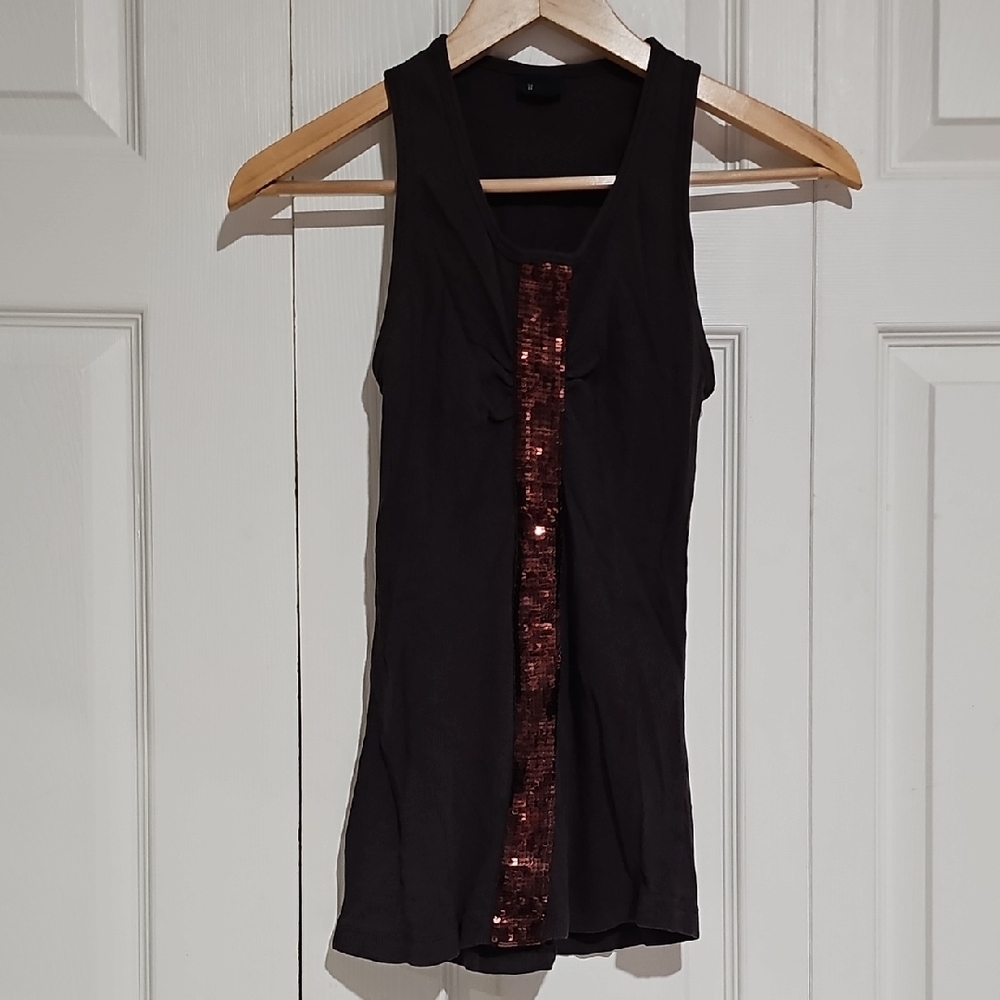 ✨ Mossimo Supply Co Ribbed Tank Top | Size Medium | Sequin Accent Stretch Top